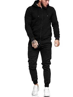 OneRedox | Herren Jogginganzug | Streetwear | Fitness | Sportanzug | Hoodie-Sporthose | Jogging-Anzug | Trainings-Anzug | Jogging-Hose | Modell JG-3000 Schwarz S von OneRedox