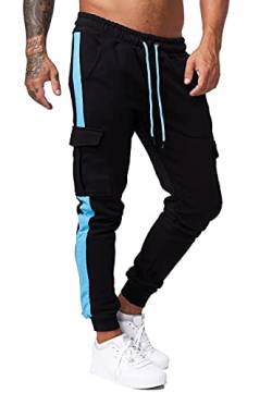 OneRedox Herren Jogginghose 1643 Schwarz Türkis XXL von OneRedox