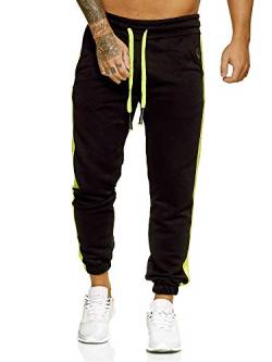 OneRedox Herren Jogginghose Sporthose Männer Trainingshose Sweatpants 1211C Schwarz Gelb XL von OneRedox