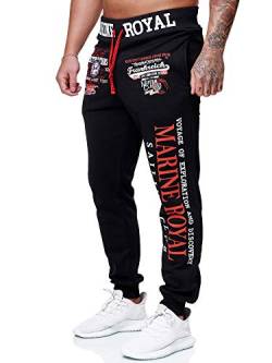 OneRedox Herren Jogginghose Sporthose Männer Trainingshose Sweatpants 3629 Schwarz-rot M von OneRedox