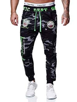 OneRedox Herren Jogginghose Sporthose Männer Trainingshose Sweatpants 601 Schwarzcamo-grün S von OneRedox