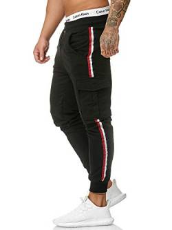 OneRedox Herren | Jogginghose | Trainingshose | Sport Fitness | Gym | Training | Slim Fit | Sweatpants Streifen | Jogging-Hose | Stripe Pants Modell 1318 Schwarz XXL von OneRedox