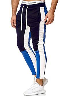 OneRedox Herren | Jogginghose | Trainingshose | Sport Fitness | Gym | Training | Slim Fit | Sweatpants Streifen | Jogging-Hose | Stripe Pants | Modell A10 (XXL, Navy Blau) von OneRedox