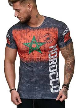 OneRedox Herren Länder T-Shirt Kurzarm Rundhals Fußball Fanshirt (M, Morocco 1000) von OneRedox