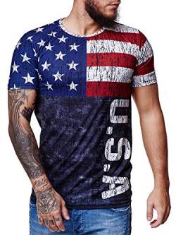 OneRedox Herren Länder T-Shirt Kurzarm Rundhals Fußball USA 1513 S von OneRedox