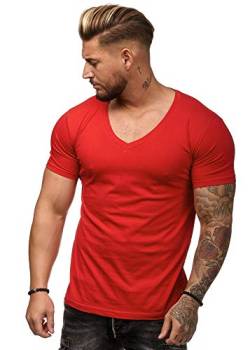 OneRedox Herren Shirt Hoodie Longsleeve Kurzarm Shirt Sweatshirt T-Shirt BS500 Rot S von OneRedox