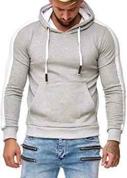 OneRedox Herren Sweatshirt Hoodie Pullover Kapuzenpullover Modell 1212 Grau M von OneRedox