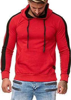 OneRedox Herren Sweatshirt Hoodie Pullover Kapuzenpullover Modell 1212 Rot XXL von OneRedox