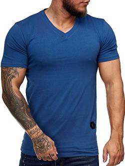 OneRedox Herren T-Shirt V-Neck Poloshirt Polo Kurzarm Shirt Sweatshirt Modell 9031 Blau L von OneRedox