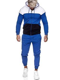 OneRedox | Herren Trainingsanzug | Jogginganzug | Sportanzug | Jogging Anzug | Hoodie-Sporthose | Jogging-Anzug | Trainings-Anzug | Jogging-Hose | Modell JG-1083 Weiss-Blau XXL von OneRedox