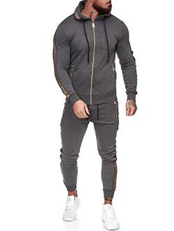 OneRedox | Herren Trainingsanzug | Jogginganzug | Sportanzug | Jogging Anzug | Hoodie-Sporthose | Jogging-Anzug | Trainings-Anzug | Jogging-Hose | Modell JG-1424 Antrazit XS von OneRedox