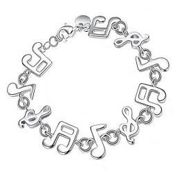 Onefeart Sterling Silber Armband für Frauen Mädchen Musik Stil Musik Festival Geschenk Hinweis Design 18x1.4CM Silber von Onefeart