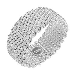 Onefeart Sterling Silber Ring Für Frauen Mädchen Mesh Design Einfach Stil Ring Silber 62 (19.7) von Onefeart