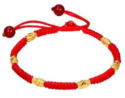 Onefeart Vergoldet Armband Für Frauen Mädchen Glückliche Perlen Chinesischer Stil Rote Seil Für Paar von Onefeart