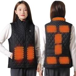 Heizweste Damen, Wärmeweste Elektrisch, Heizjacke Usb, Weste Mit Heizung, Warme Weste Beheizt, Heated Vest Einstellbar Temperatur Für Outdoor Jagd (as3, alpha, x_s, regular, regular, Schwarz, XS) von Oneshlee