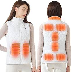 Heizweste Damen, Wärmeweste Elektrisch, Heizjacke Usb, Weste Mit Heizung, Warme Weste Beheizt, Heated Vest Einstellbar Temperatur Für Outdoor Jagd (as3, alpha, x_s, regular, regular, Weiß, XS) von Oneshlee