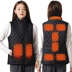 Heizweste Damen, Wärmeweste Elektrisch, Heizjacke Usb, Weste Mit Heizung, Warme Weste Beheizt, Heated Vest Einstellbar Temperatur Für Outdoor Skifahren Wandern Jagd Motorrad Camping (Schwarz, XL) von Oneshlee