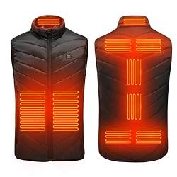 Heizweste Herren Damen, Heizjacke Usb , Wärmeweste Elektrisch, Weste Unisex Mit Heizung Kragen Für Nacken, Warme Heated Vest Einstellbar Temperatur Wasserdicht Maschinenwäsche Outdoor (Schwarz, L) von Oneshlee