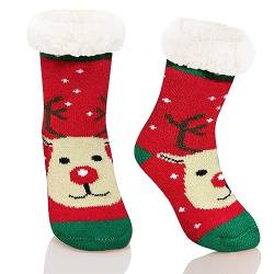 Oneshlee Weihnachtssocken Kinder, Kuschelsocken Weihnachten Kinder, Weihnachts Socken Geschenke Weihnachtsgeschenke Mädchen Junge, Weihnachtsdeko Zum Aufhängen Kamin Weihnachtsbaum (Rentier, XL) von Oneshlee