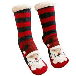 Weihnachtssocken Damen Herren, Kuschelsocken Weihnachten, Weihnachts Socken Geschenke Weihnachtsgeschenke Erwachsene, Weihnachtsdeko Zum Aufhängen Kamin Weihnachtsbaum (Rote Streifen Weihnachtsmann) von Oneshlee