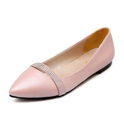 Onewus Damen Ballerinas Spitze Toe Übergrößen Flache Schuhe mit Strass (Pink, 46 EU) von Onewus
