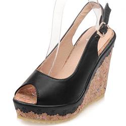 Onewus Damen Dress Peep Toe Sandalen Keilabsatz Slingback Schuhe für Sommer von Onewus