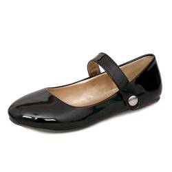 Onewus Damen Gemütlich Ballerinas Runde Zehe Übergrößen Flache Schuhe (Black, 45 EU) von Onewus