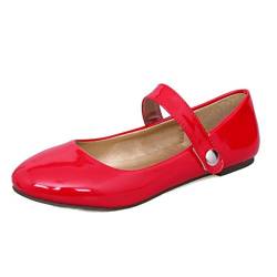 Onewus Damen Gemütlich Ballerinas Runde Zehe Übergrößen Flache Schuhe (Red, 44 EU) von Onewus