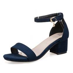 Onewus Damen Gemütlich Sandalen mit Blockabsatz Open Toe Schuhe Sommer (Blue, 38 EU) von Onewus