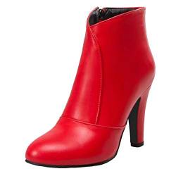 Onewus Damen Kurzschaft Stiefel mit Absatz (Rot, 46 EU) von Onewus
