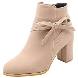 Onewus Damen Stiefeletten mit Blockabsatz (Beige, 38 EU) von Onewus