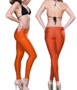 Damen Leggings Orange Galaxy Glanz Stretch Jeggings Größe S/M von Online-Star