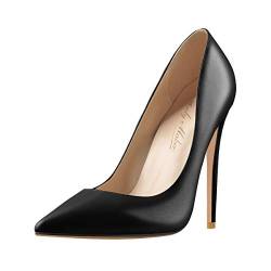 Only maker Damen Klassische High Heels Spitze Elegante Pumps Stiletto Damenschuhe Schwarz 46 EU von Only maker