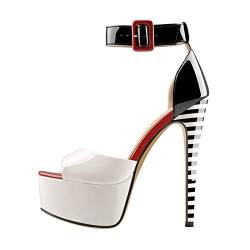 Only maker Damen Plateau Schnallesandaletten High Heel Zebradruck Pfennigabsatz 43 EU von Only maker