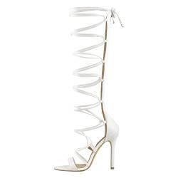 Only maker Damen Riemchensandalen Gladiator Sandaletten Stiletto Absatz Sandalen Weiß 41 EU von Only maker