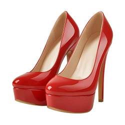 Only maker Plateau Pumps Damen High Heels Stiletto Lack Rot Elegante Schuhe 39 EU von Only maker