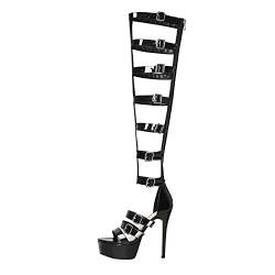 Only maker Women's Platform Sandals High Heels Stilettos Gladiator Schnallen Zipper Sexy Gothic Summer Shoes Black EU 40 von Only maker