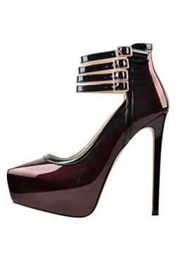 Only maker Women's Sexy Pointed Toe Platform Mary Jane High Heels Stilettos WineRed EU 40 von Only maker