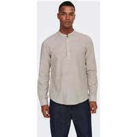 ONLY & SONS Langarmhemd ONSCAIDEN LS HALFPLACKT LINEN SHIRT von Only & Sons