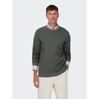 ONLY & SONS Strickpullover Design Pullover Geripptes Karo Strick Muster ONSKALLE 6742 in Grün-2 von Only & Sons