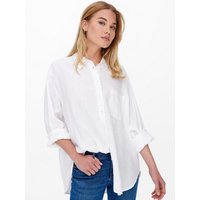 ONLY Blusenshirt Oversized Basic Hemd Bluse Leinen Business Shirt ONLTOKYO 4764 in Weiß von Only