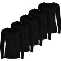 ONLY Langarmshirt Langarmshirt Damen Shirt Schwarz Weiß Longsleeve 1er - 5er Pack von Only