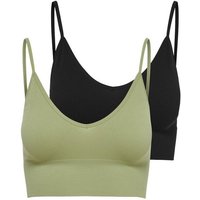 ONLY Shirttop Top Oberteil Spaghetti Bustier Bralette Nahtlos 2er Pack (2-tlg) 3919 in Schwarz-Grün von Only