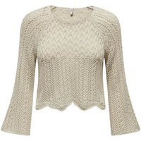 ONLY Strickpullover Eleganter Strickpullover 3/4 Arm Shirt Pointelle Sweater ONLNOLA 4757 in Grau von Only