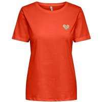 ONLY T-Shirt Einfarbiges Basic T-Shirt mit Brand Herz ONLKITA (1-tlg) 4232 in Rot von Only