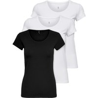 ONLY T-Shirt ONLLIVE LOVE NEW (3-tlg., 3er Pack) Figur betont, elastische Baumwollqualität von Only