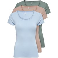 ONLY T-Shirt ONLLIVE LOVE NEW (3-tlg., 3er Pack) Figur betont, elastische Baumwollqualität von Only