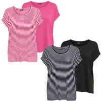 Only Damen O-Neck Top T-Shirt MOSTER 4er Pack Basic Kurzarm Rundhals Shirt von Only