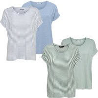 Only Damen O-Neck Top T-Shirt MOSTER 4er Pack Basic Kurzarm Rundhals Shirt von Only