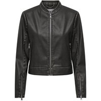 Only Kunstlederjacke - Onlmindy Faux Leather Washed Jacket - XS bis XL - für Damen - Größe L - schwarz von Only